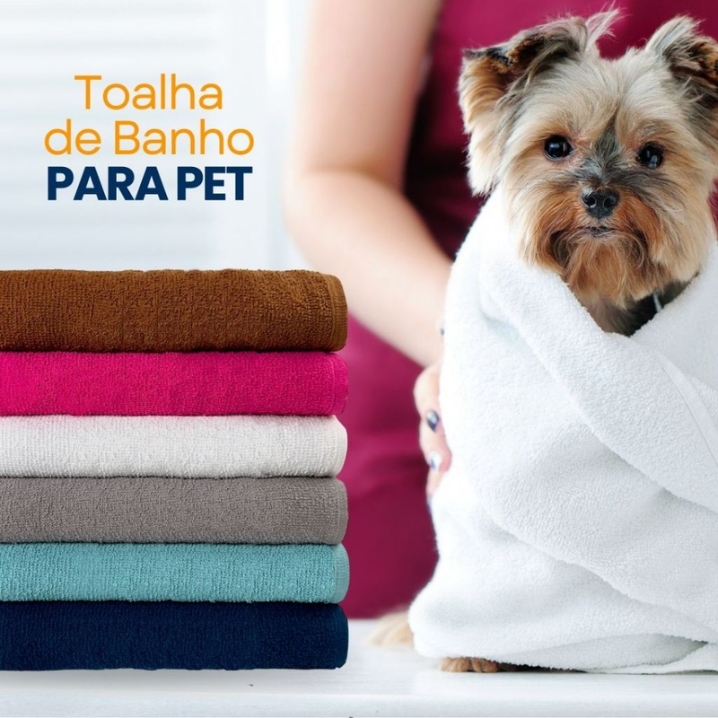 Kit 10 Toalhas Banho Petshot - Banho e Tosa - Cachorro e Gato 100% Algodão