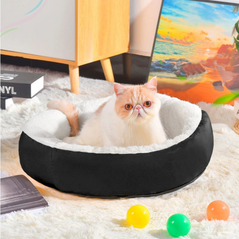 Caminha Redonda Pets Sherpa para Cães e Gatos Macia 50x50 cm Quente Confortável Cama Pet Com Pelinho