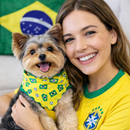 Roupinha Pet Brasil Copa + Bandana Roupa Cachorro Futebol Confortável - Porte Caes Pequeno ao Médio