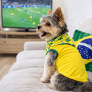 Roupinha Pet Brasil Copa + Bandana Roupa Cachorro Futebol Confortável - Porte Caes Pequeno ao Médio